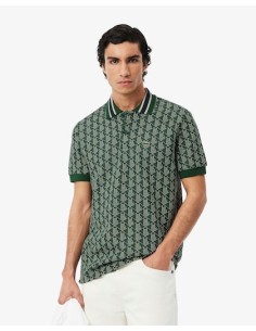 Lacoste Polo dal taglio classico in jacquard con monogramma 2