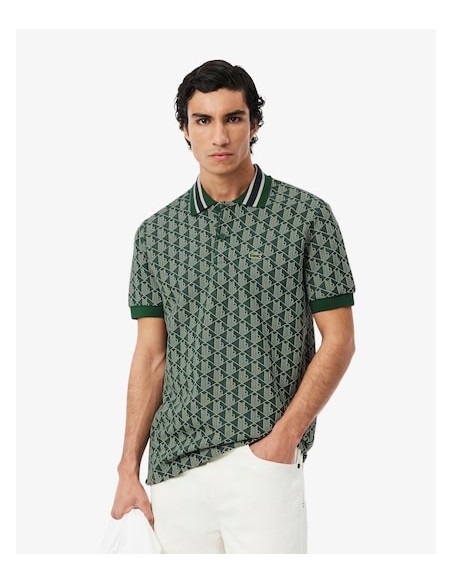 Lacoste Polo dal taglio classico in jacquard con monogramma