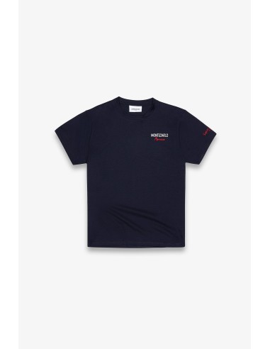 T-shirt Blu con Stampa e Ricamo Montecarlo
