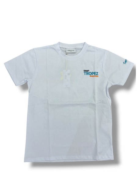 T-shirt Verde Menta con Stampa e Ricamo St. Tropez