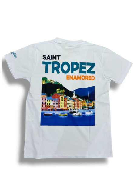 T-shirt Verde Menta con Stampa e Ricamo St. Tropez