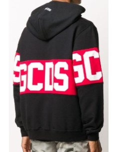 FELPA GCDS CON CAPPUCCIO NERO/ROSSA 2