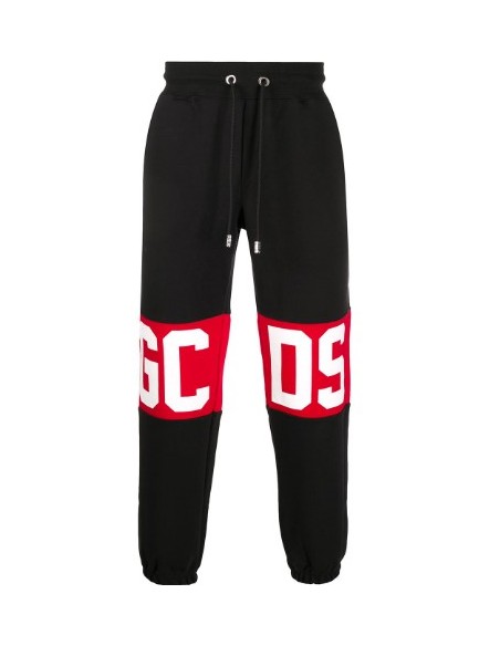 Gcds Pantalone Nero Con Banda Logo