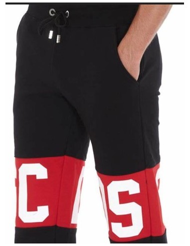 Gcds Pantalone Nero Con Banda Logo
