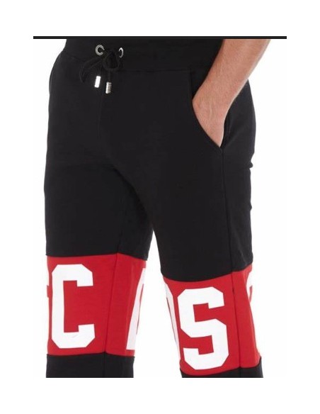 Gcds Pantalone Nero Con Banda Logo