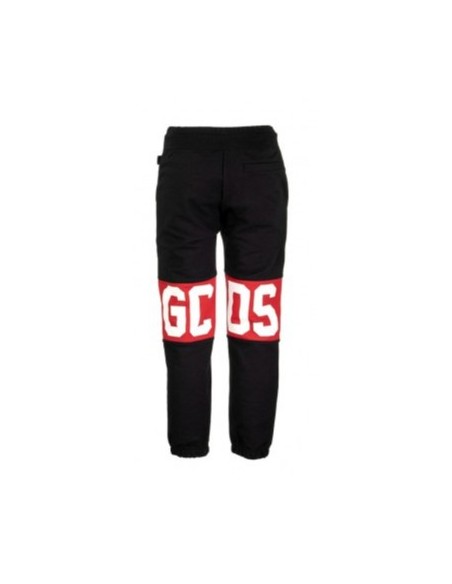 Gcds Pantalone Nero Con Banda Logo