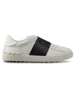 Valentino Garvani Open Sneaker In Vitello Bianco Fascia Nero 2