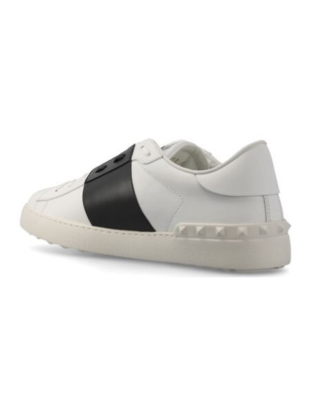 Valentino Garvani Open Sneaker In Vitello Bianco Fascia Nero