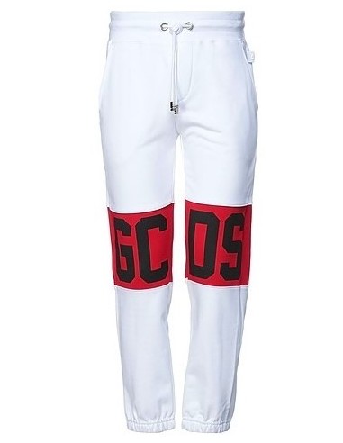 Gcds Pantalone Bianco Con Banda Logo