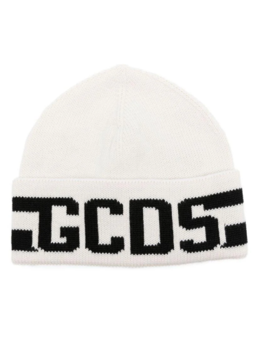 GCDS Beanie bianco e nero