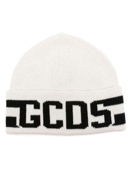 GCDS Beanie bianco e nero