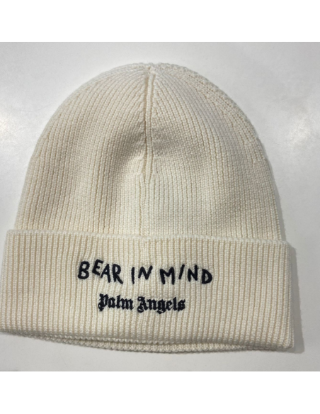 Palm Angels Beanie Bear in Mind – Cappello Bianco con Orsetto