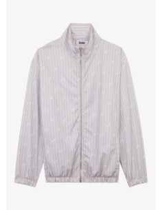 GCDS Giacca track gessata con logo all over