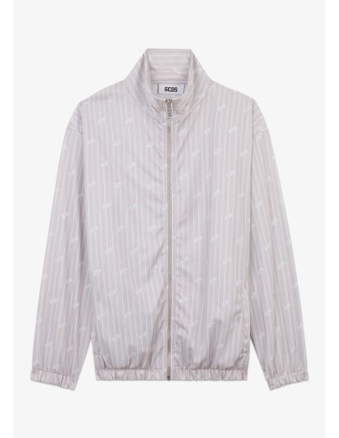 GCDS Giacca track gessata con logo all over