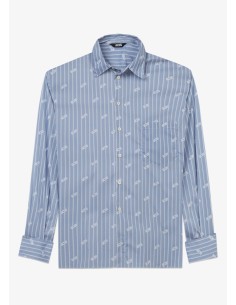 GCDS Camicia gessata con logo all over