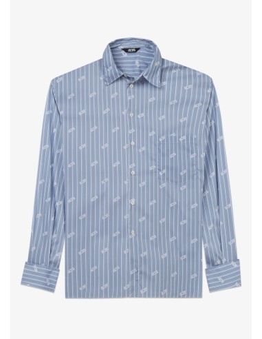 GCDS Camicia gessata con logo all over