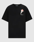 Casablanca T-shirt nera colonna pendente con stampa logo