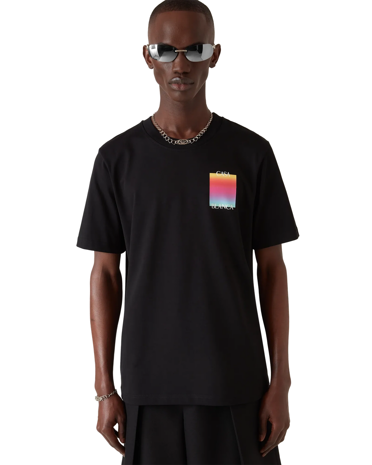 Casablanca Paris Gradient Square Logo Short Sleeve T-Shirt in Black