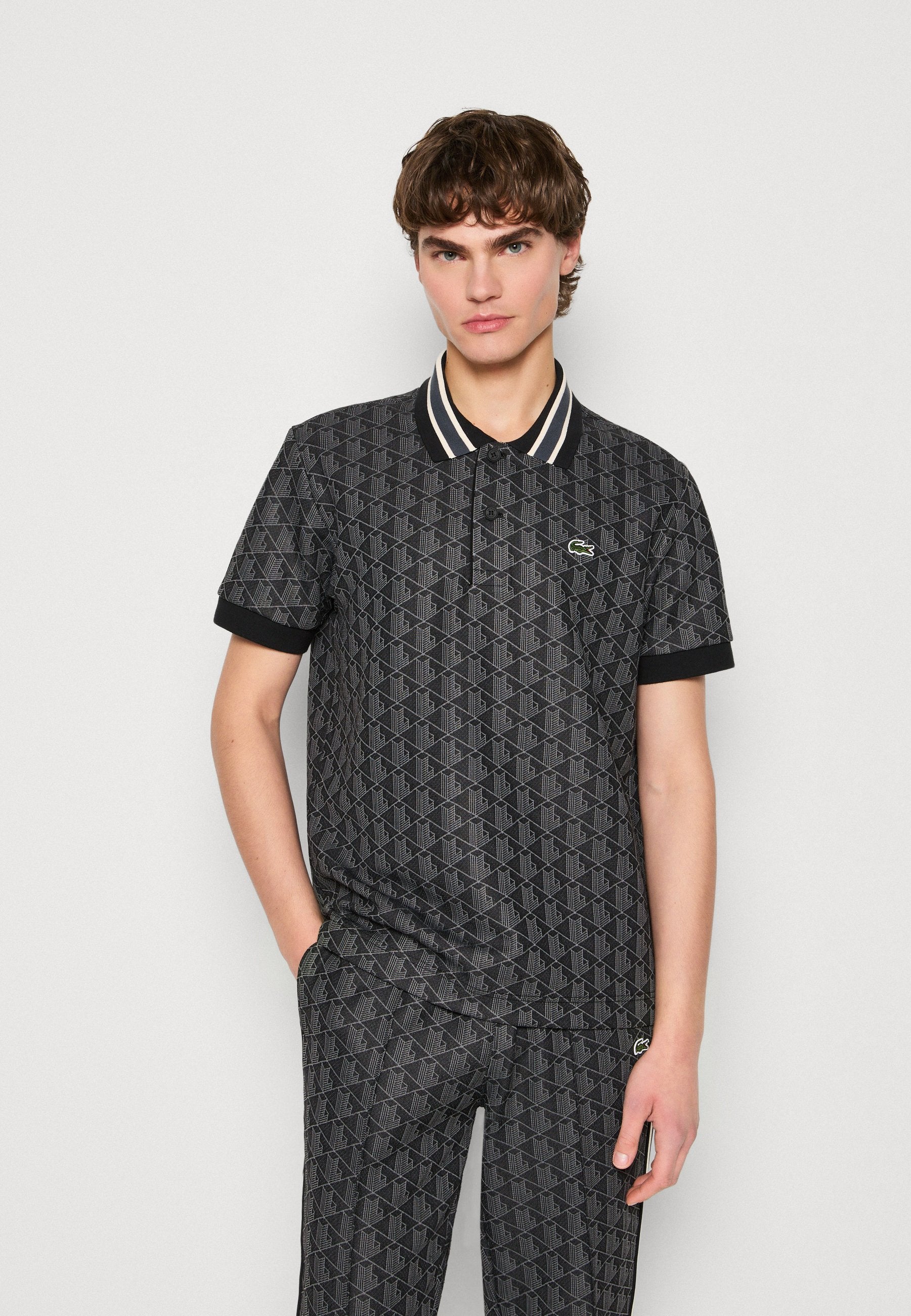 Lacoste Polo monogram - black/graphite