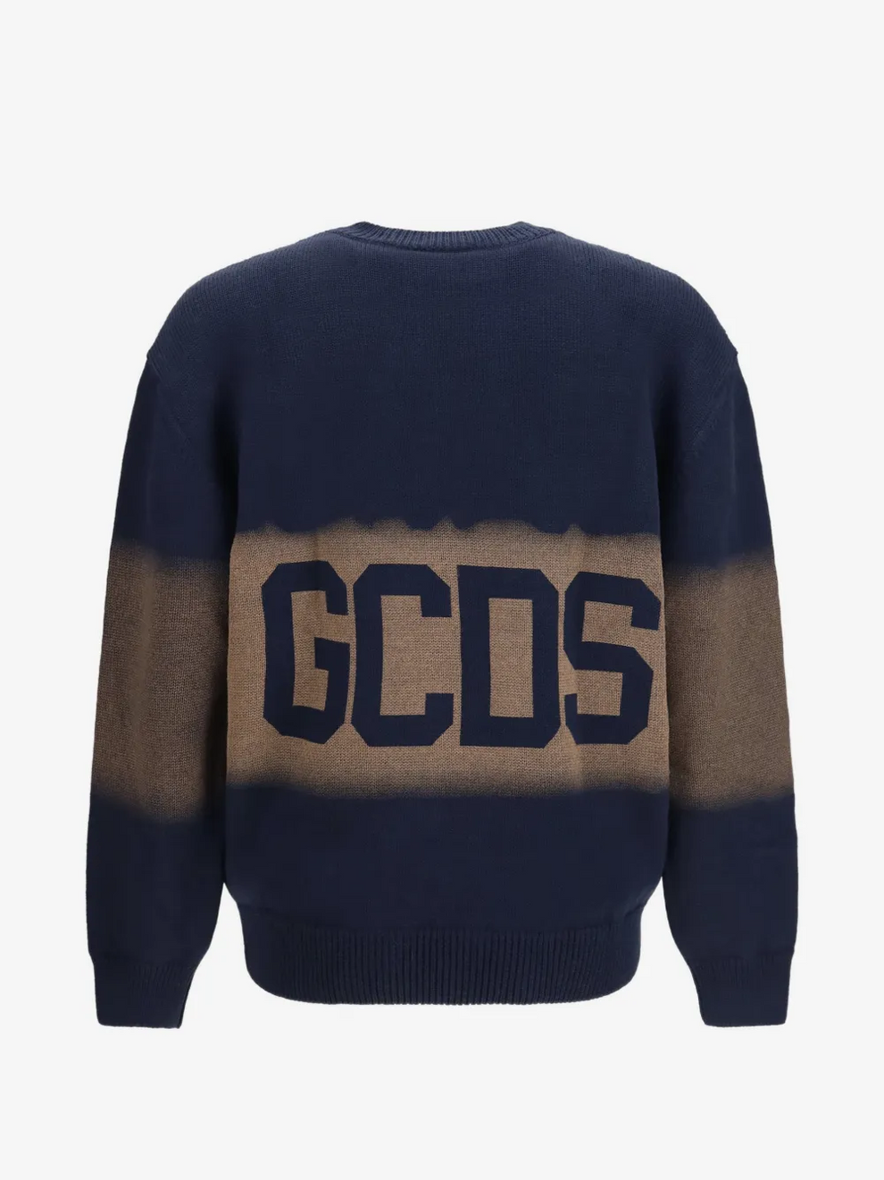Girocollo maglione GCDS Logo Spray Uomo - Blu Scuro/Marrone
