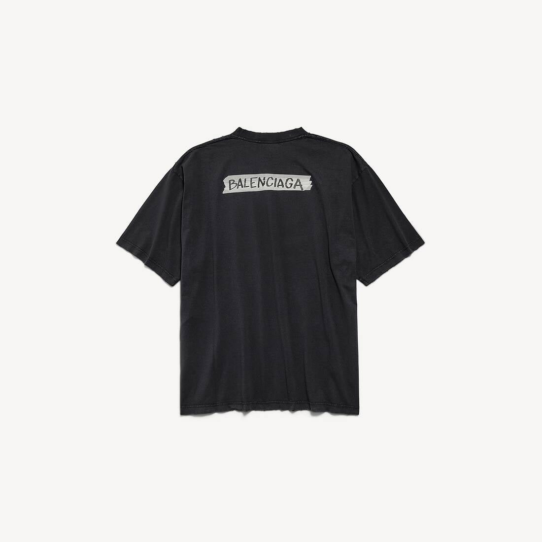 Balenciaga T-shirt Masking Tape Vestibilità Media da Uomo in Nero e Bianco