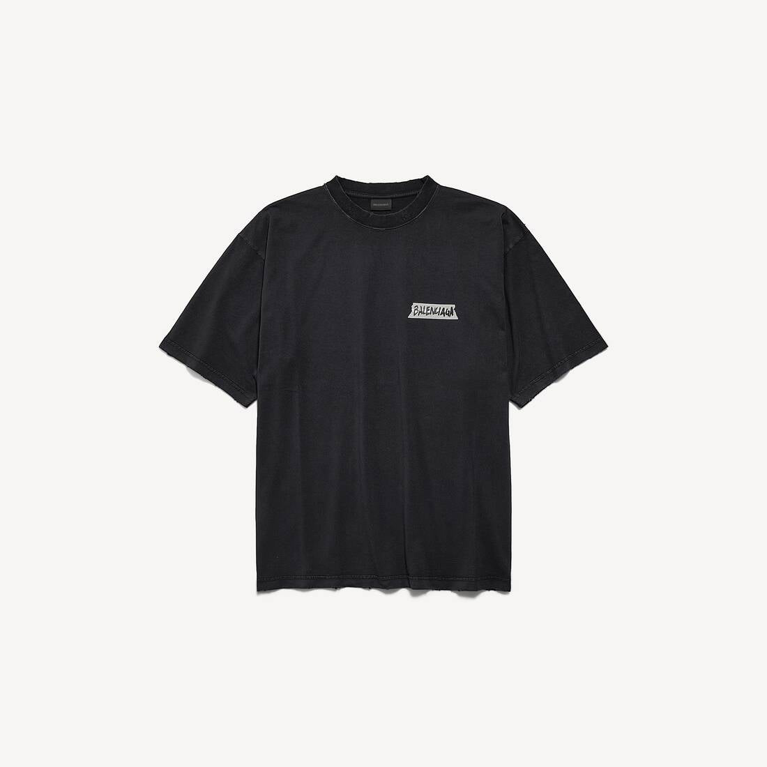 Balenciaga T-shirt Masking Tape Vestibilità Media da Uomo in Nero e Bianco