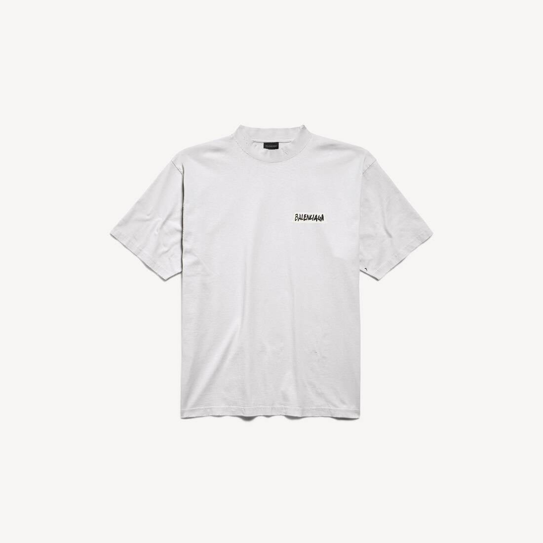 Balenciaga T-shirt Masking Tape Vestibilità Media da Uomo in Nero e Bianco