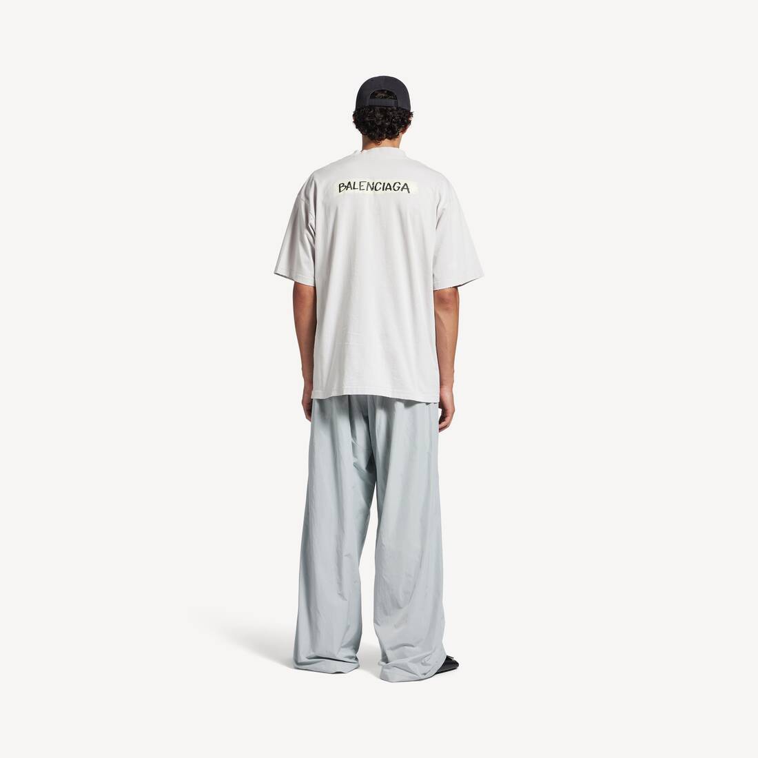 Balenciaga T-shirt Masking Tape Vestibilità Media da Uomo in Nero e Bianco