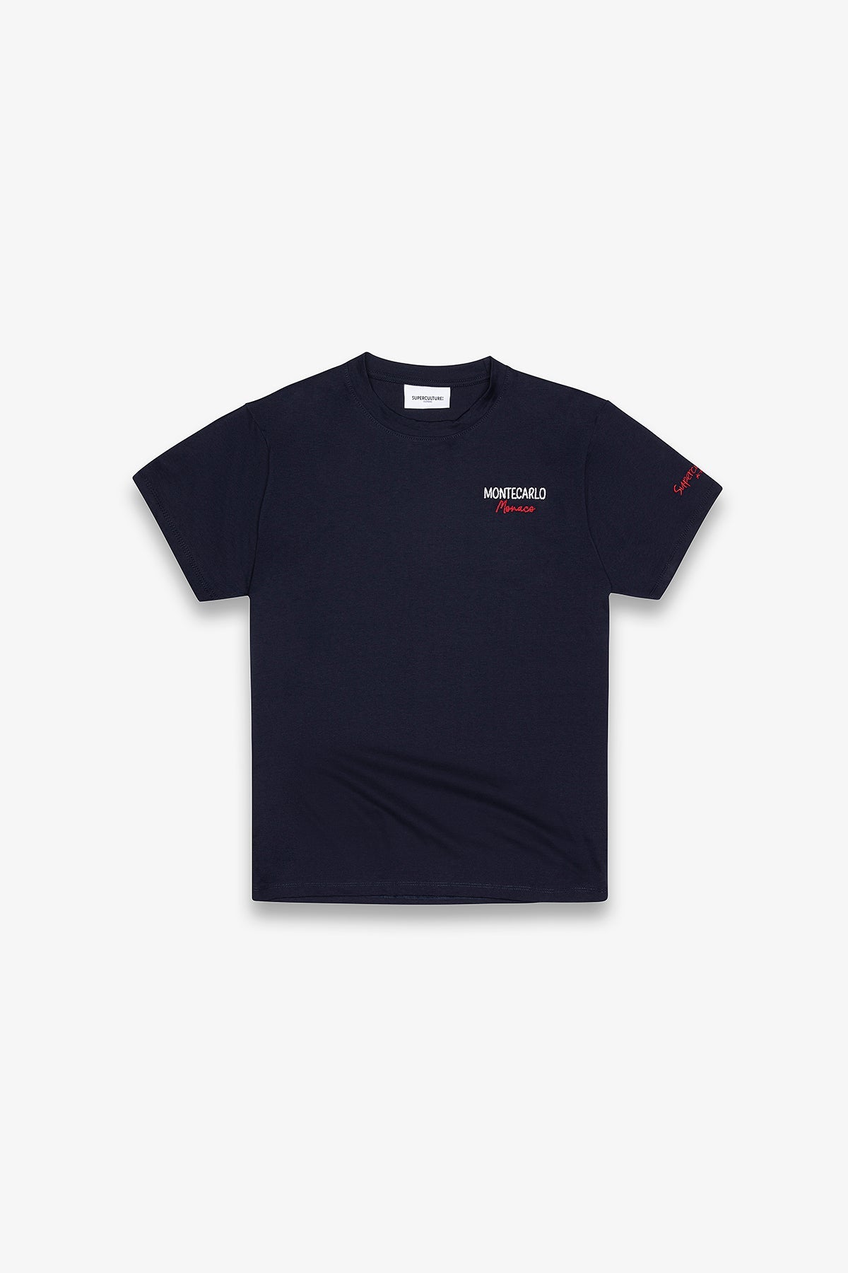 SUPERCULTURE T-shirt Blu con Stampa e Ricamo Montecarlo