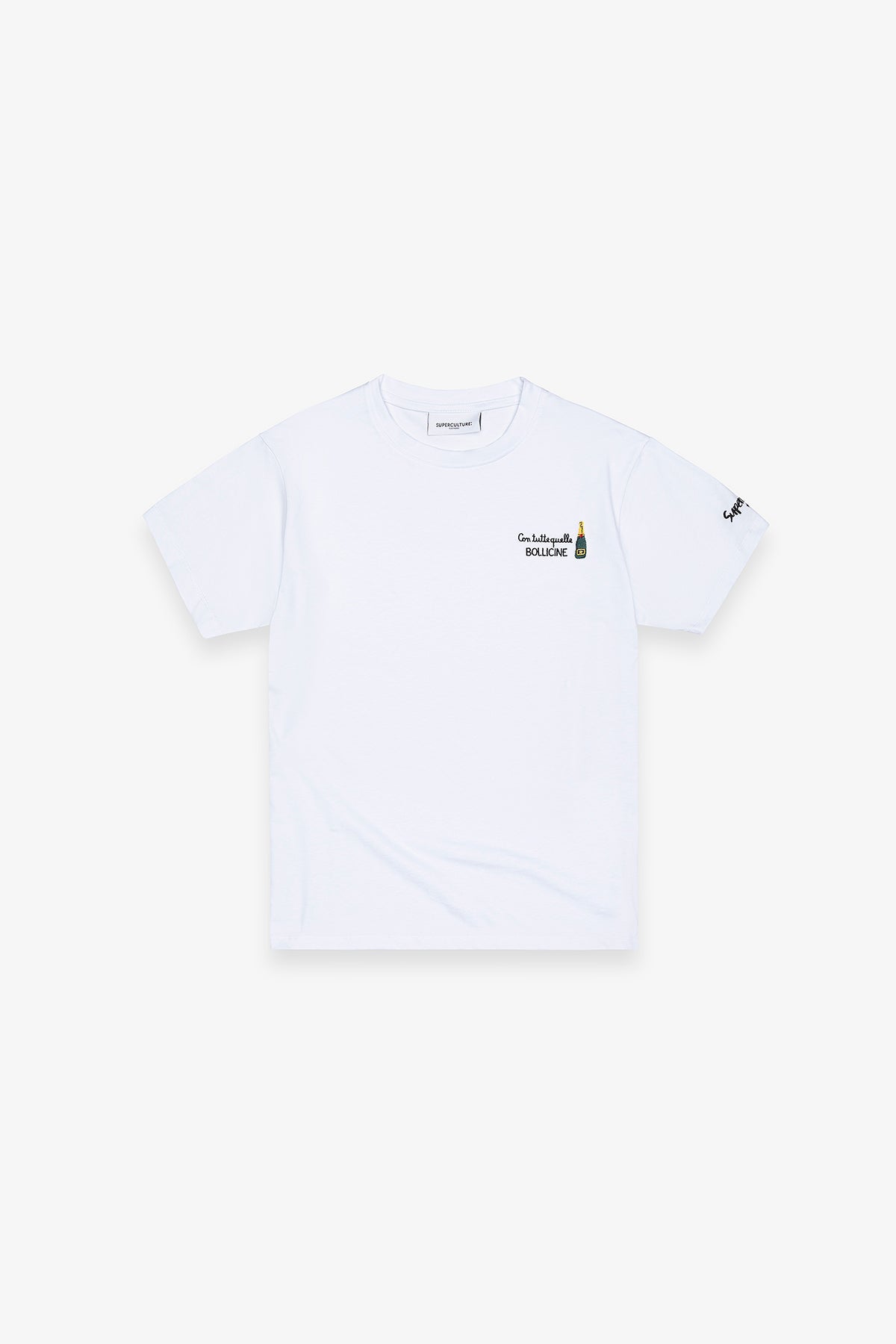 SUPERCULTURE T-shirt Bianca con Ricamo Con tutte quelle Bollicine