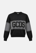 GCDS Maglione girocollo nero per uomo e donna con maxi logo C2MWQF134K155999I