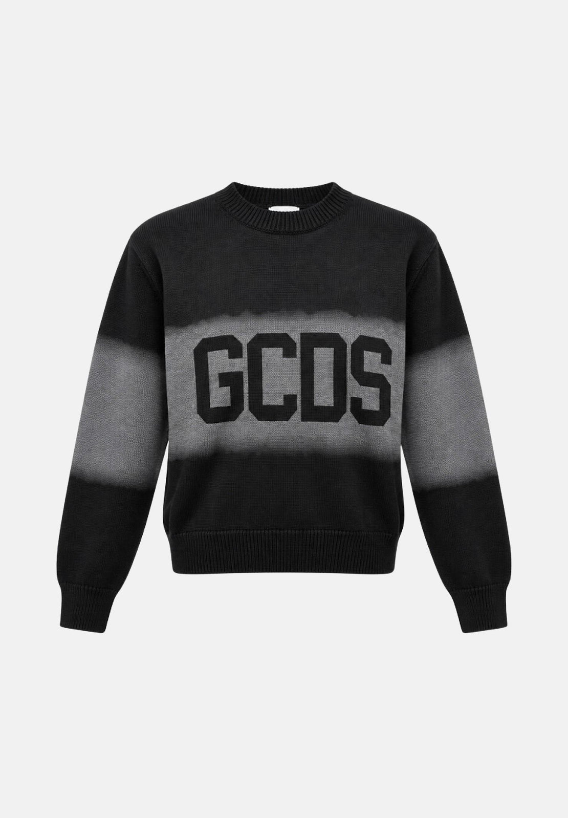 GCDS Maglione girocollo nero per uomo e donna con maxi logo C2MWQF134K155999I