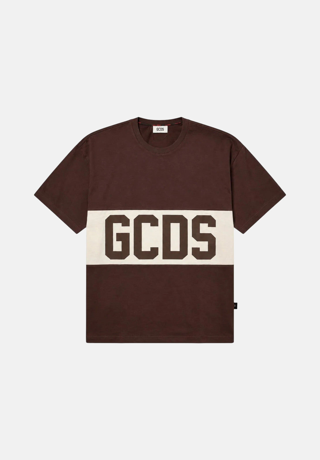 GCDS T-shirt COLOUR-BLOCK french roast-bone-marrone