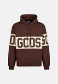 GCDS Felpa con cappuccio COLOUR-BLOCK french roast-bone