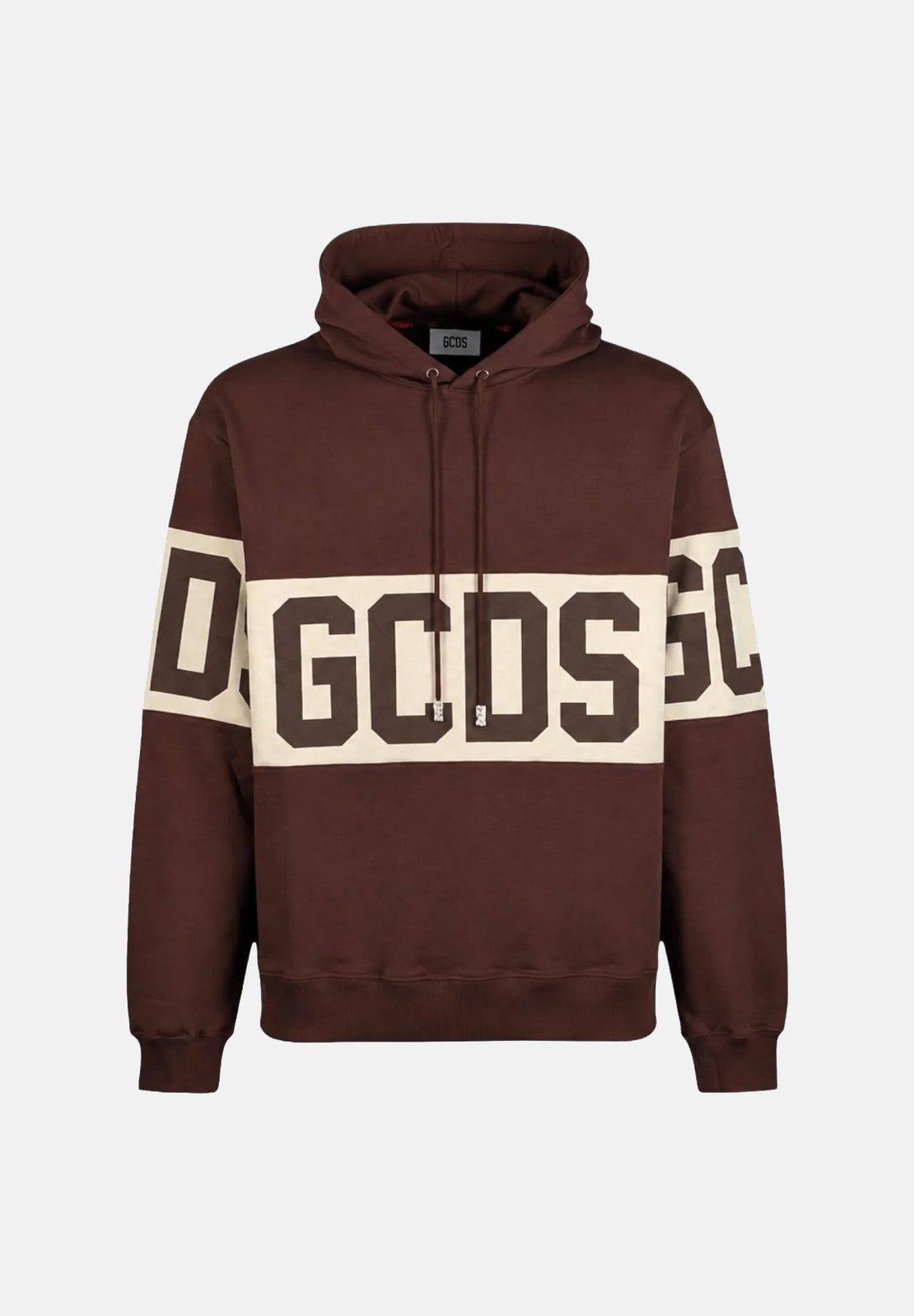 GCDS Felpa con cappuccio COLOUR-BLOCK french roast-bone