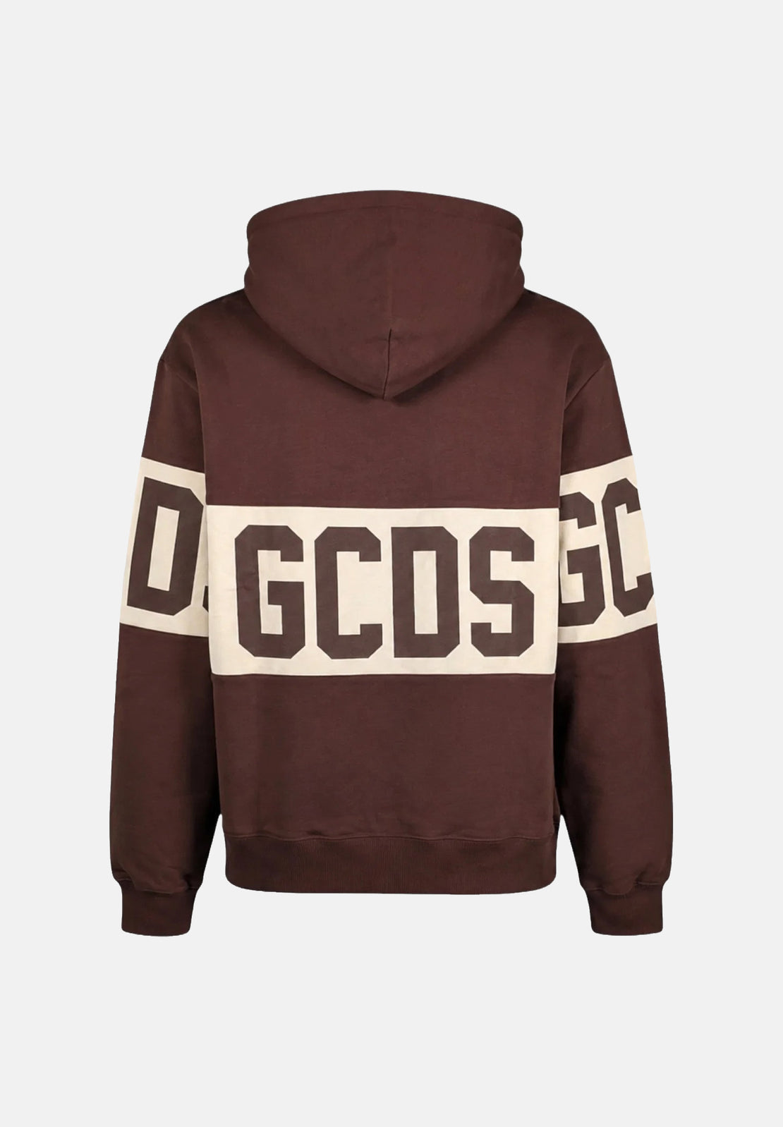 GCDS Felpa con cappuccio COLOUR-BLOCK french roast-bone