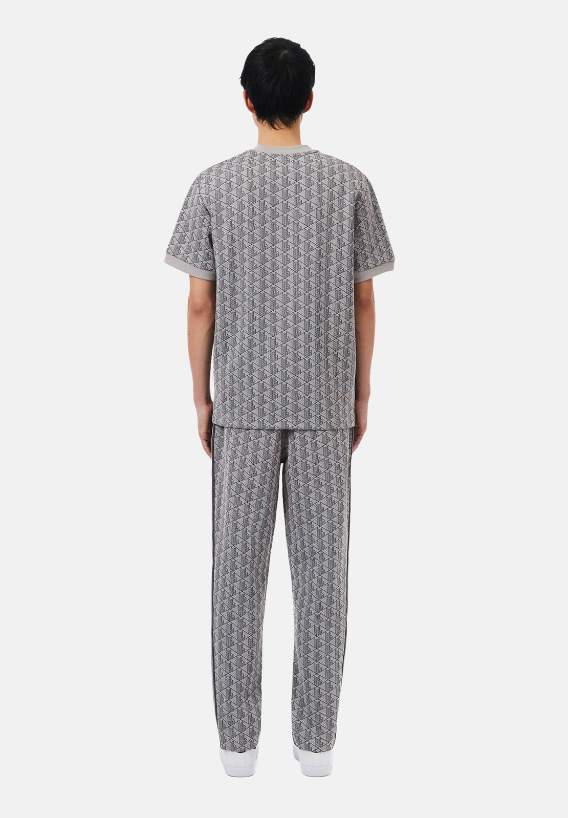 LACOSTE Pantalone sportivo grigio da uomo con monogramma Paris