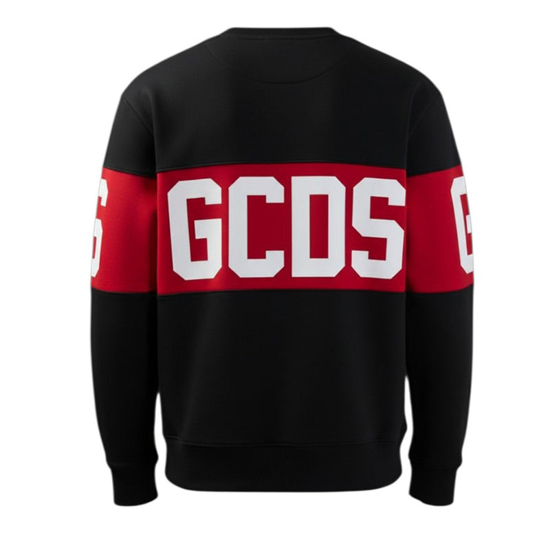GCDS Felpa Girocollo Nera Con Logo Z0MLQE139F004/999R Unisex