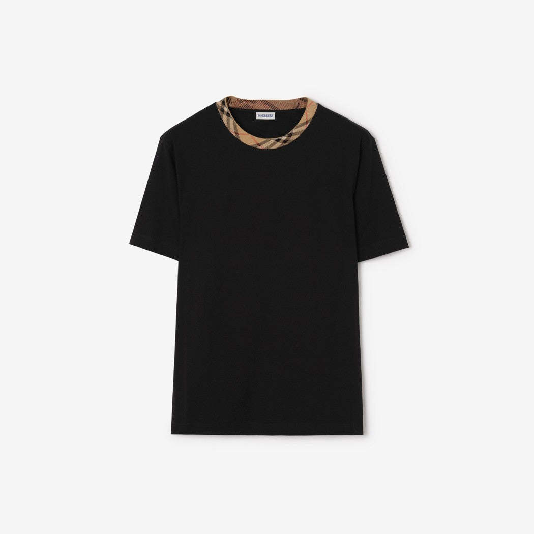 Burberry T-shirt in cotone con finiture Check
