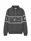 Felpa Half Zip GCDS Band Logo Patch Uomo - Antracite/Grigio