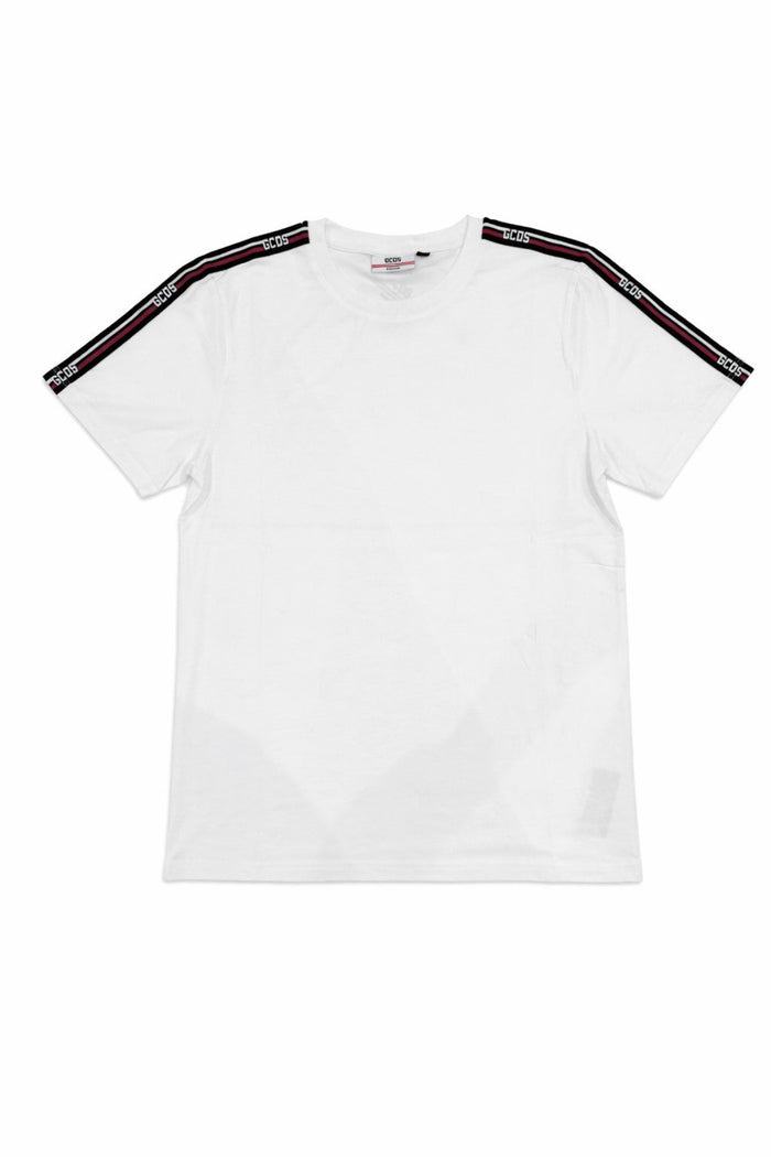 GCDS Logo Tape Ss T-Shirt GCDS Uomo - Optic White/Black