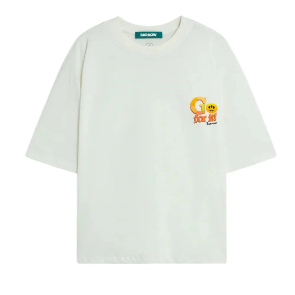 Barrow T-shirt Avorio In Cotone Con Stampa S6BWUATH079-412