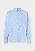 Gcds WHITE LABEL PINSTRIPE LOGO SHIRT - CAMICIA - FADED BLUE/WHITE Taglia Unica