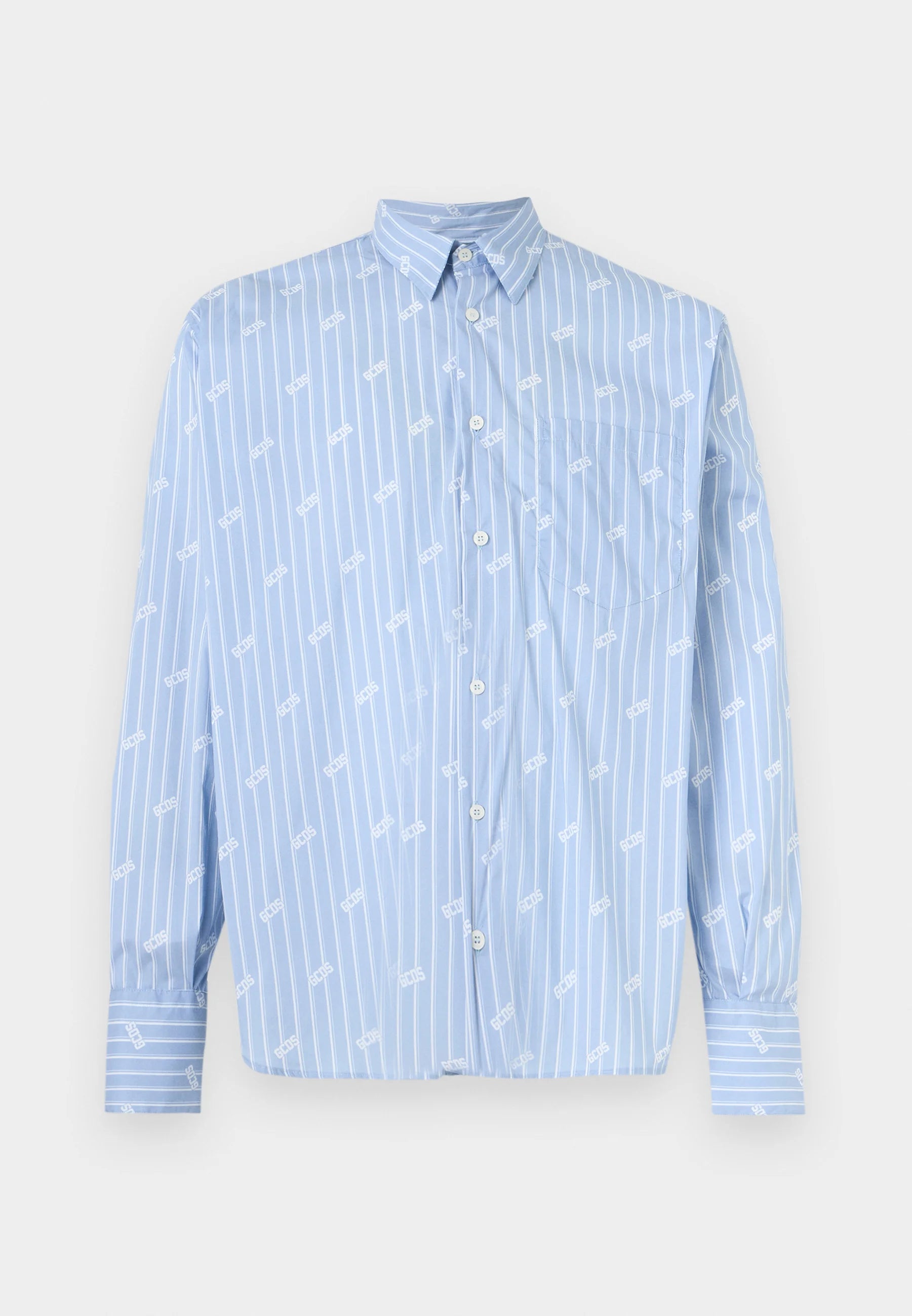 Gcds WHITE LABEL PINSTRIPE LOGO SHIRT - CAMICIA - FADED BLUE/WHITE Taglia Unica