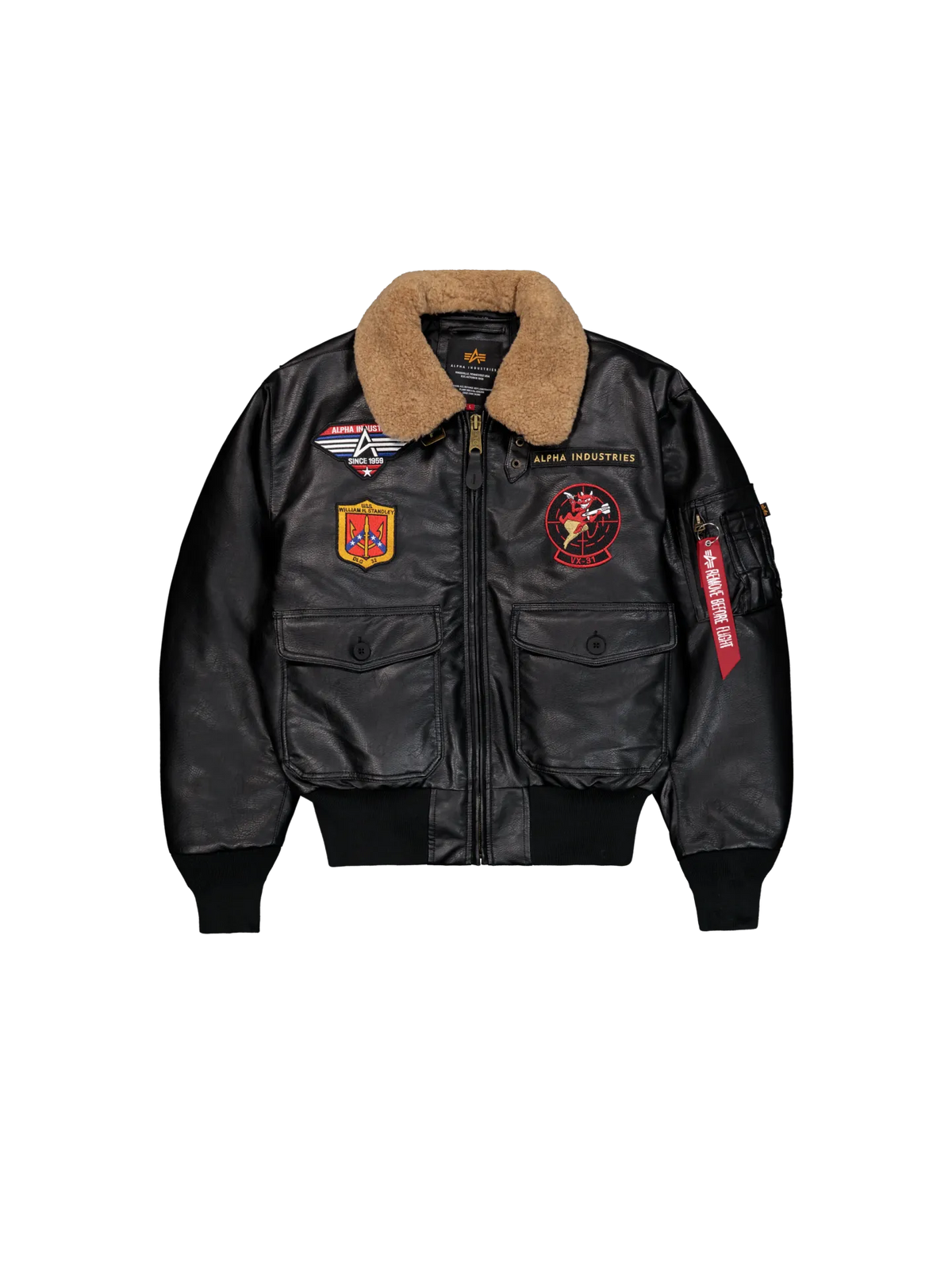 Alpha Industries G-1 Devils Brigade Faux Leather Loose Bomber Jacket