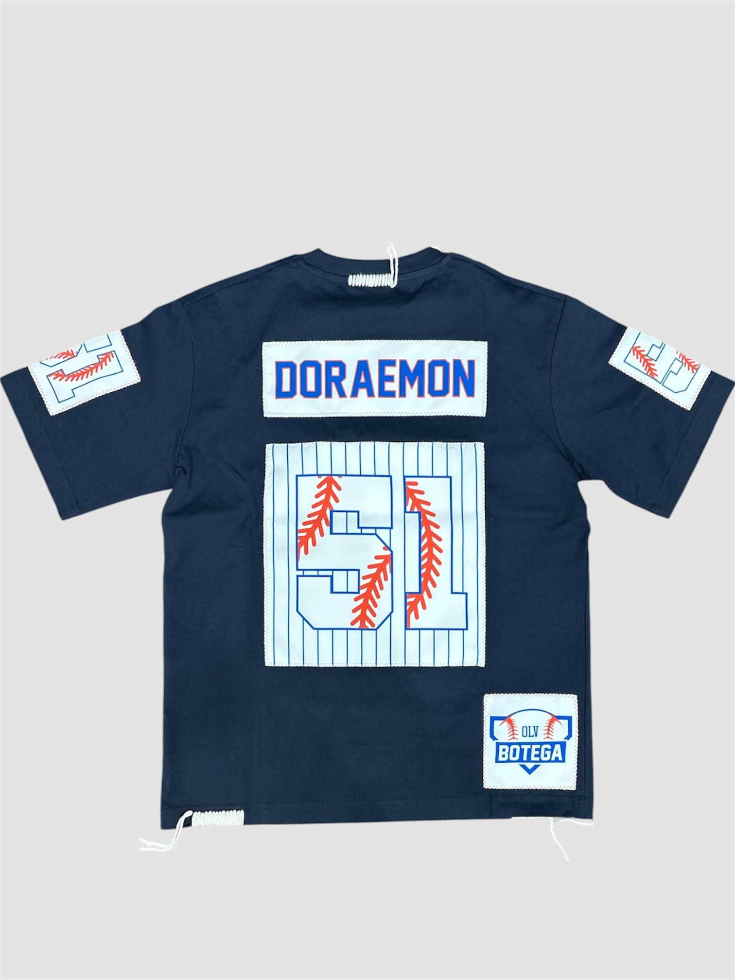 T-Shirt "BOTEGA" Baseball Doraemon – Navy Edition – Reconstructed Pinstripe NY #51