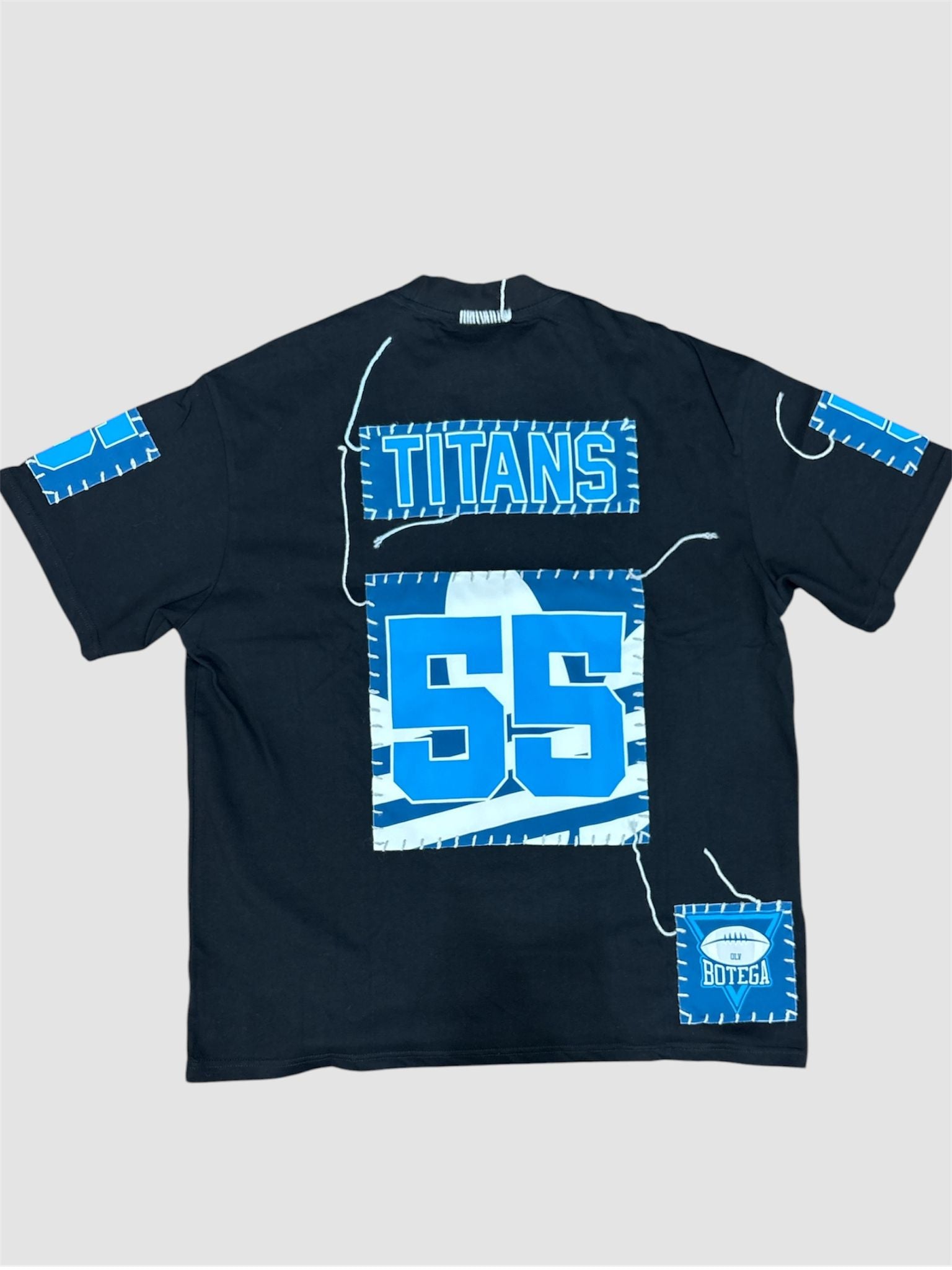 T-shirt Reworked "Botega" NFL Style – Titans #55 – Black Distressed Custom