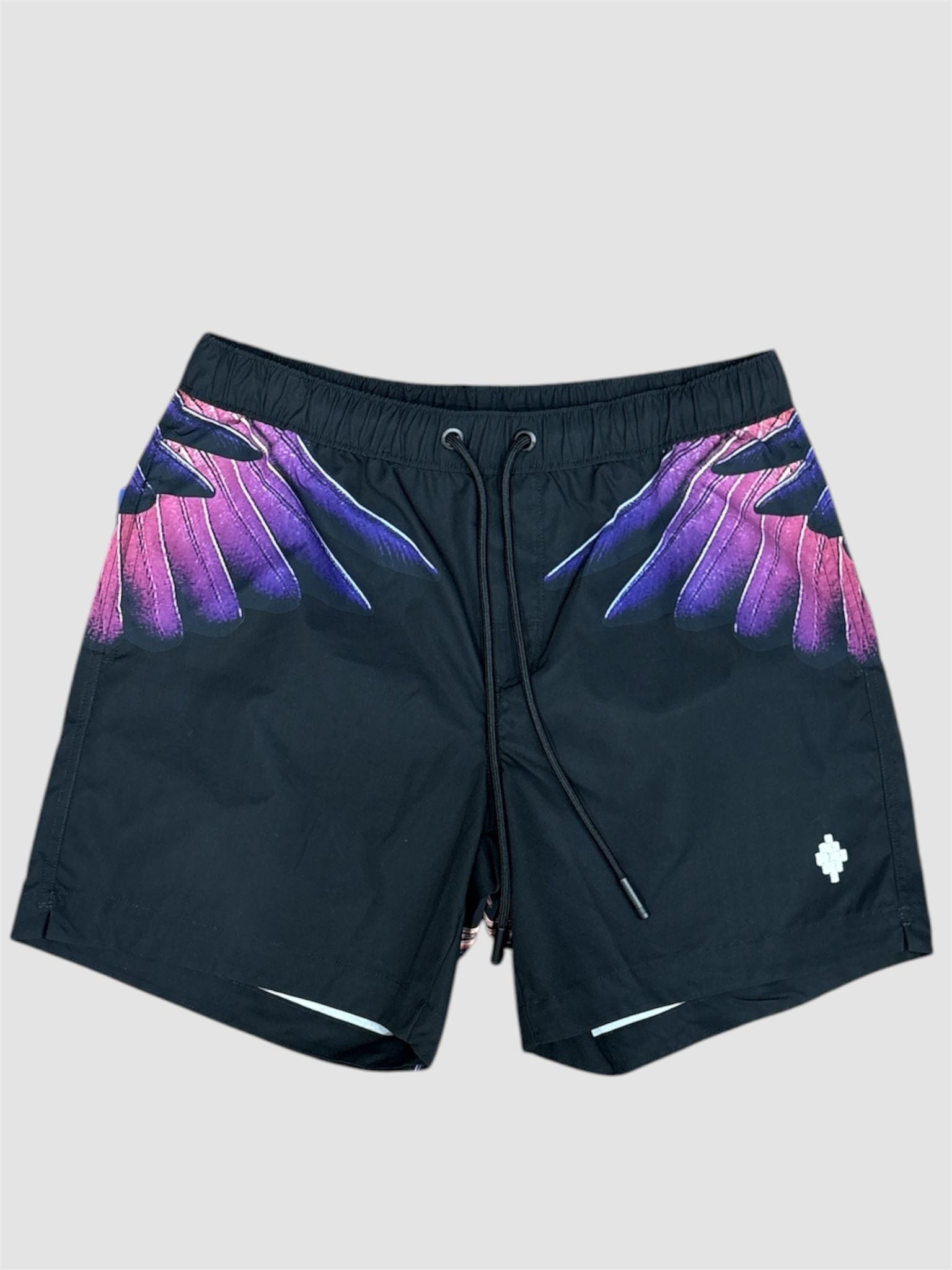 County of Milan Marcelo Burlon - Costume da Bagno Nero con Ali Viola e Arancioni