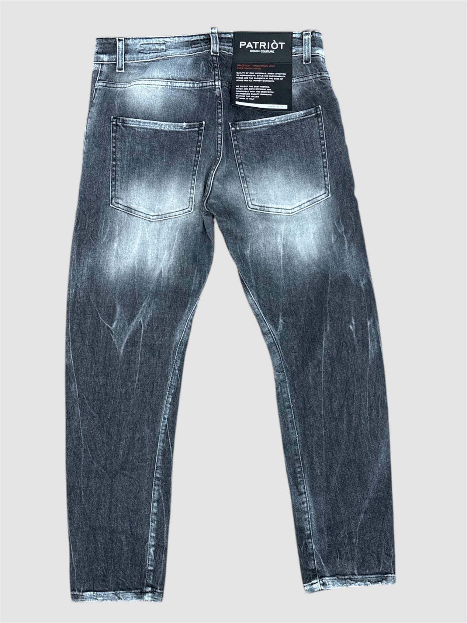 Jeans Slim-Regular Nero Slavato Effetto Vintage Patriot Denim