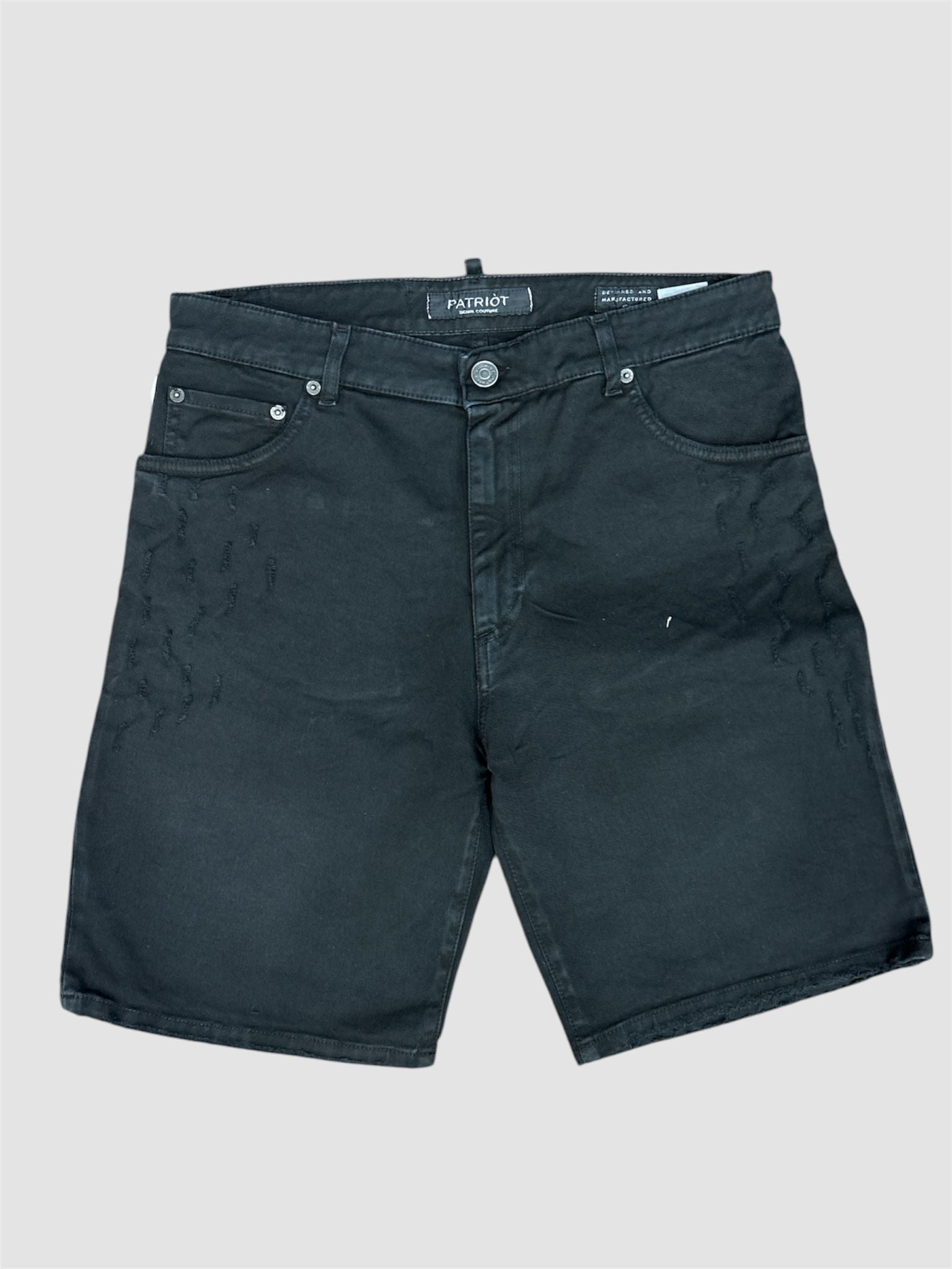 Bermuda Denim Patriòt – Nero con Dettagli Distressed